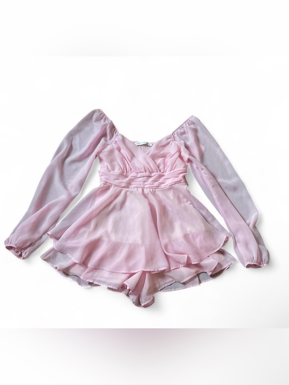 Altar'd State Pink long sleeve romper with ruffles